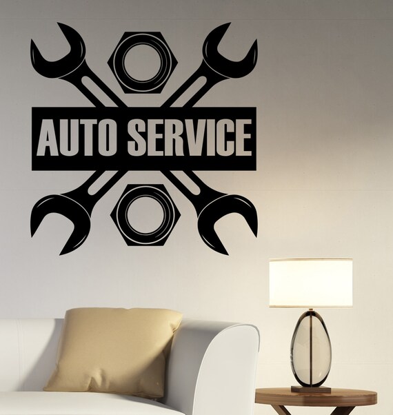 auto service logo wall decal custom vinyl sticker repair car | etsy