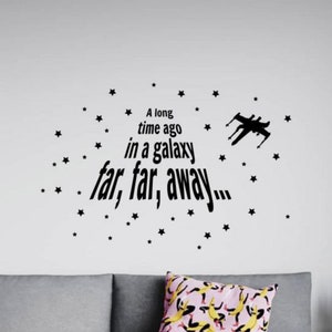 Hace mucho tiempo en una galaxia muy lejana pared calcomanía vinilo pegatina pared arte regalo niños habitación pared decoración vivero cartel signo plantilla mural 3180