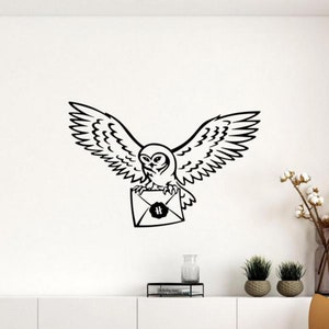 Hedwig calcomanía de pared vinilo pegatina mago escuela carta búho pared arte libro amante regalo magia pared decoración cartel signo niños habitación plantilla mural 2886