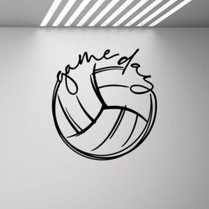 Gameday Voleibol calcomanía de pared vinilo pegatina voleibol pelota juego día arte de la pared regalo decoración de la pared cartel cartel plantilla mural interior al aire libre 3164