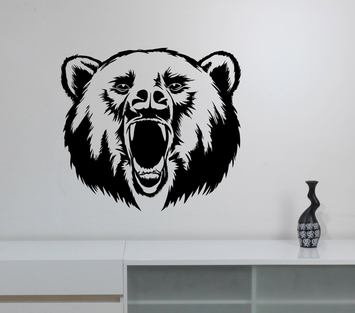 Roaring Bear Wall Sticker Vinyl Decal Hunting Wild Animal Art Etsy
