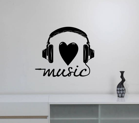 Music Turntable DJ Headphones Vinyl Sticker Decal – For Car Wall Laptop Moto – Made In France