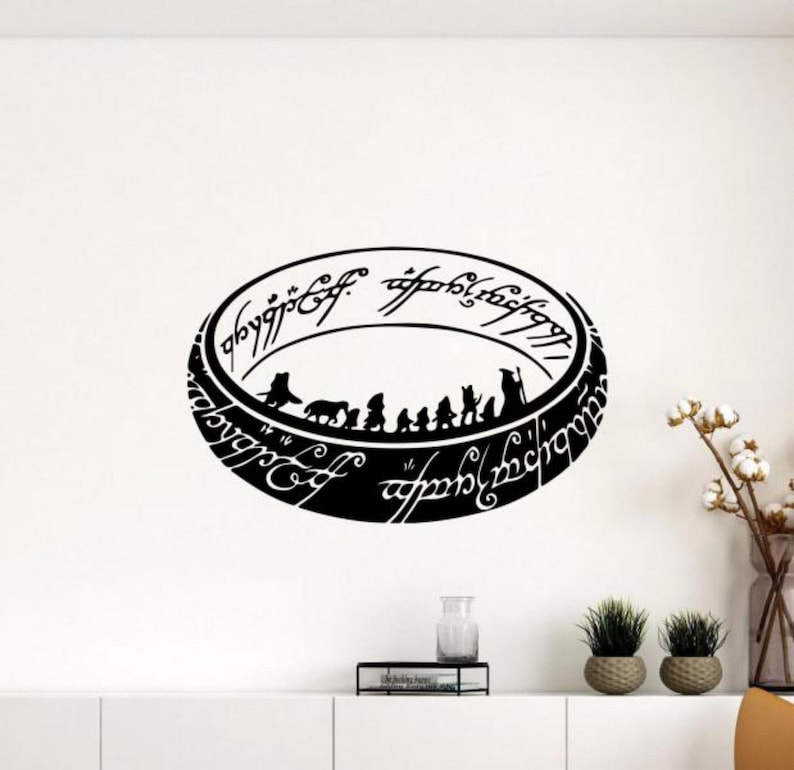 Ring muurtattoo vinyl sticker tovenaar kunst aan de muur boek minnaar cadeau magie decor bibliotheek poster kinderbord 2876 afbeelding 1