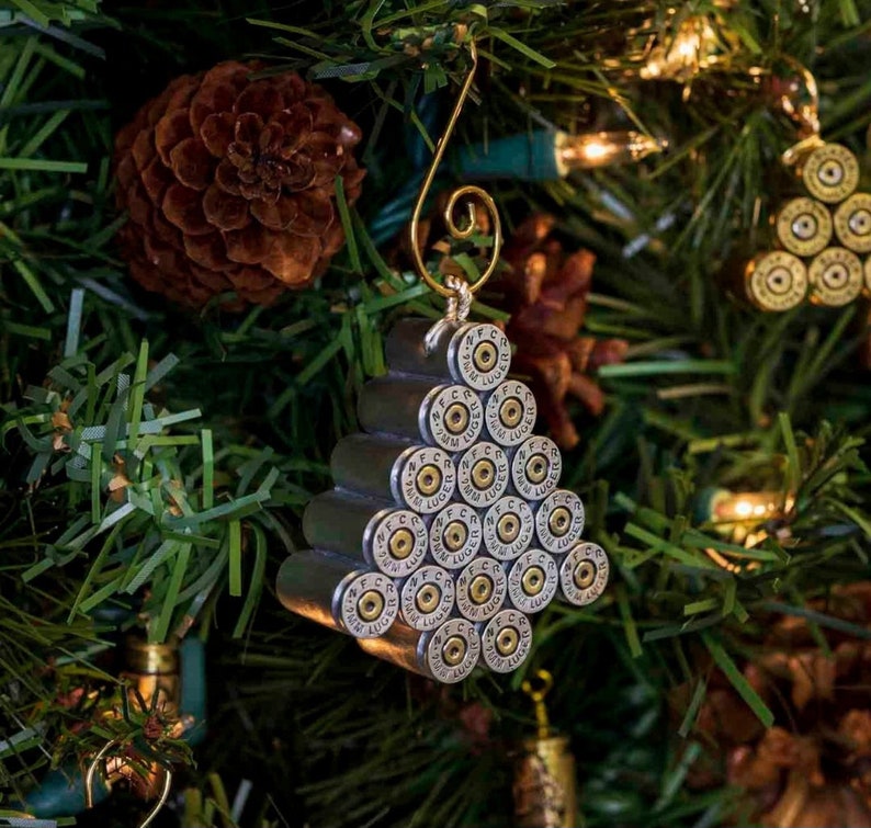 Handmade Aluminium 9mm metal Christmas tree Ornament, gift ideas for sportsmen military police first respondents, unique for him manly gift, image 6