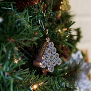 Handmade Aluminium 9mm metal Christmas tree Ornament, gift ideas for sportsmen military police first respondents, unique for him manly gift, image 2