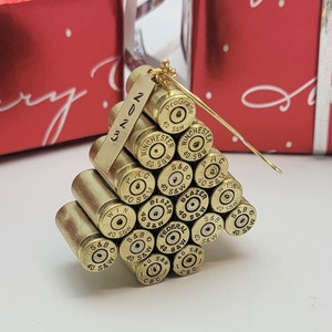 Handmade Brass 40 cal Metal Christmas Tree Ornament gift ideas for him sportsmen military police first respondents unique Holiday Decoration