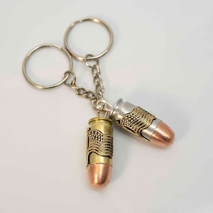 American Flag Bullet Keychain, Brass or Silver Ammo, gun lover gift idea, firearm enthusiast, patriotic, armed service member gifts,  usa
