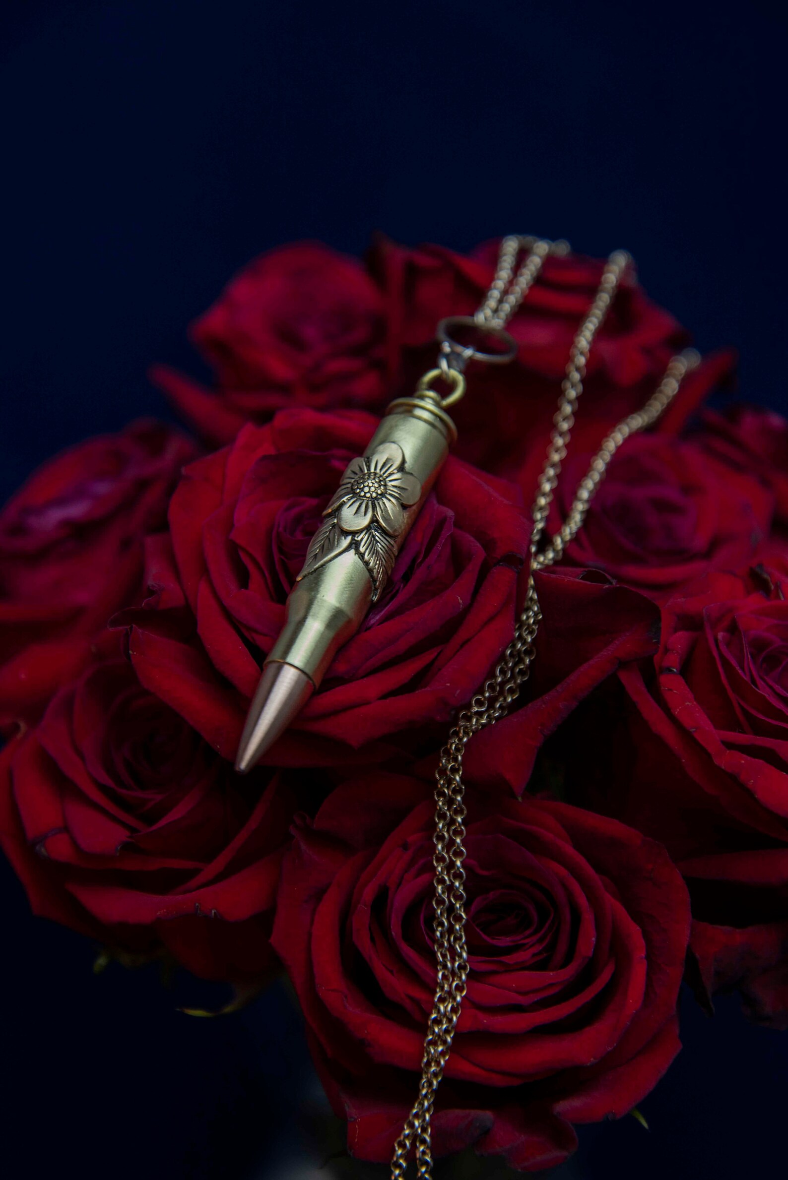 Low hanging floral bullet necklace Gun jewelry country chic Etsy