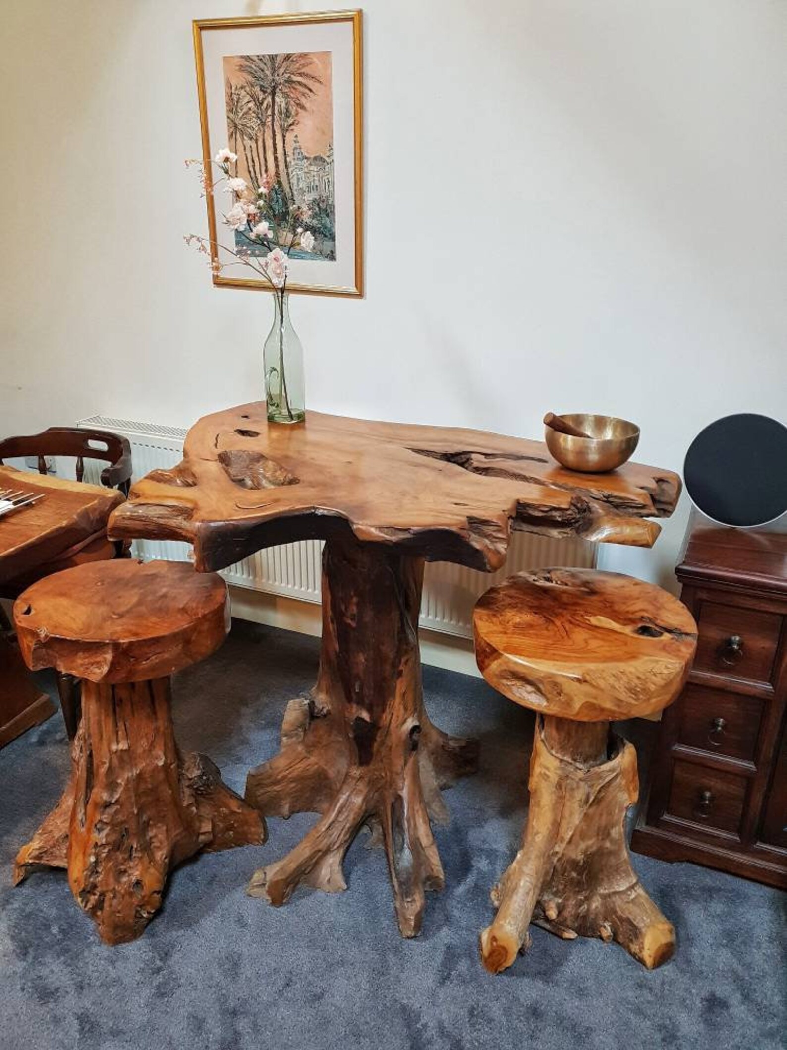 Live Edge Table and Chairs Set Handmade Beautiful Rustic Etsy UK
