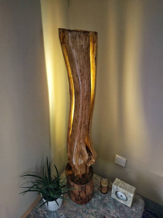 Unique Rustic Wooden Floor Lamp Housewarming Gift For Her 