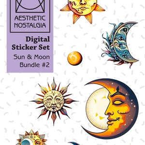 Digitale Aufkleber, Sonne & Mond Aufkleber, Apotheker, Boho Aufkleber Set, täglicher Planer, iPad Aufkleber, Goodnotes Aufkleber, ästhetischer Aufkleber