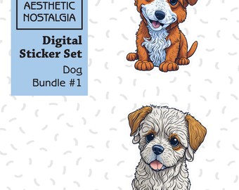 Digital Stickers, Cute Dog Sticker, Daily Planner, iPad Stickers, Goodnotes Stickers Aesthetic sticker, Pet Sticker, Boho Sticker Set