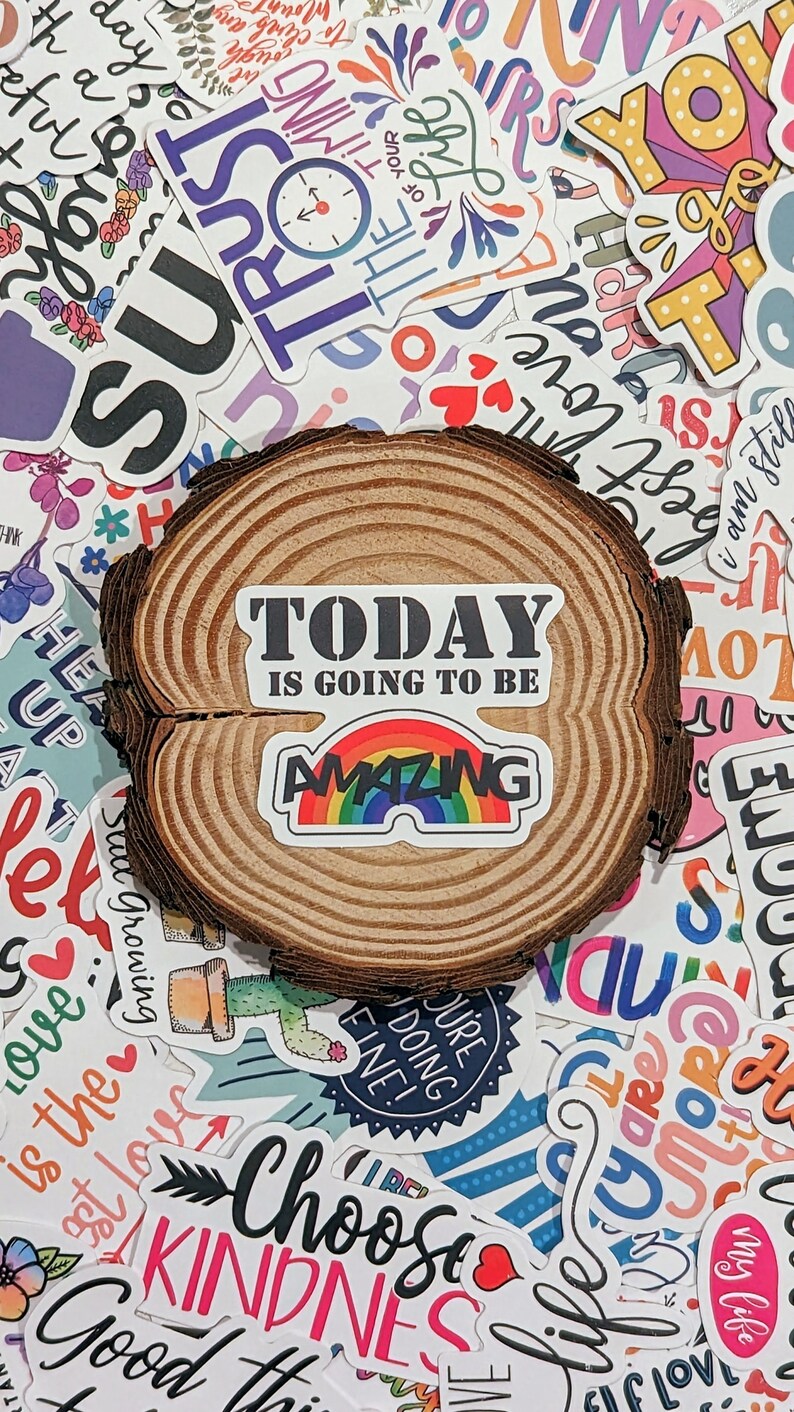 Positive Affirmation Sticker Pack, Colorful Mental Health Quotes, Gift ...