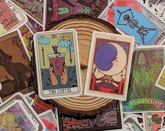 100 Mystic Tarot Card Stickers Wrapped Gift Set, Colorful Magic Astrology & Witchy Pack, Magick Apothecary Divination Decals, New 2024