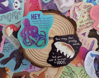 100 Colorful Animal Positive Affirmation Sticker Gift Set for Kids, Teens, Teachers,