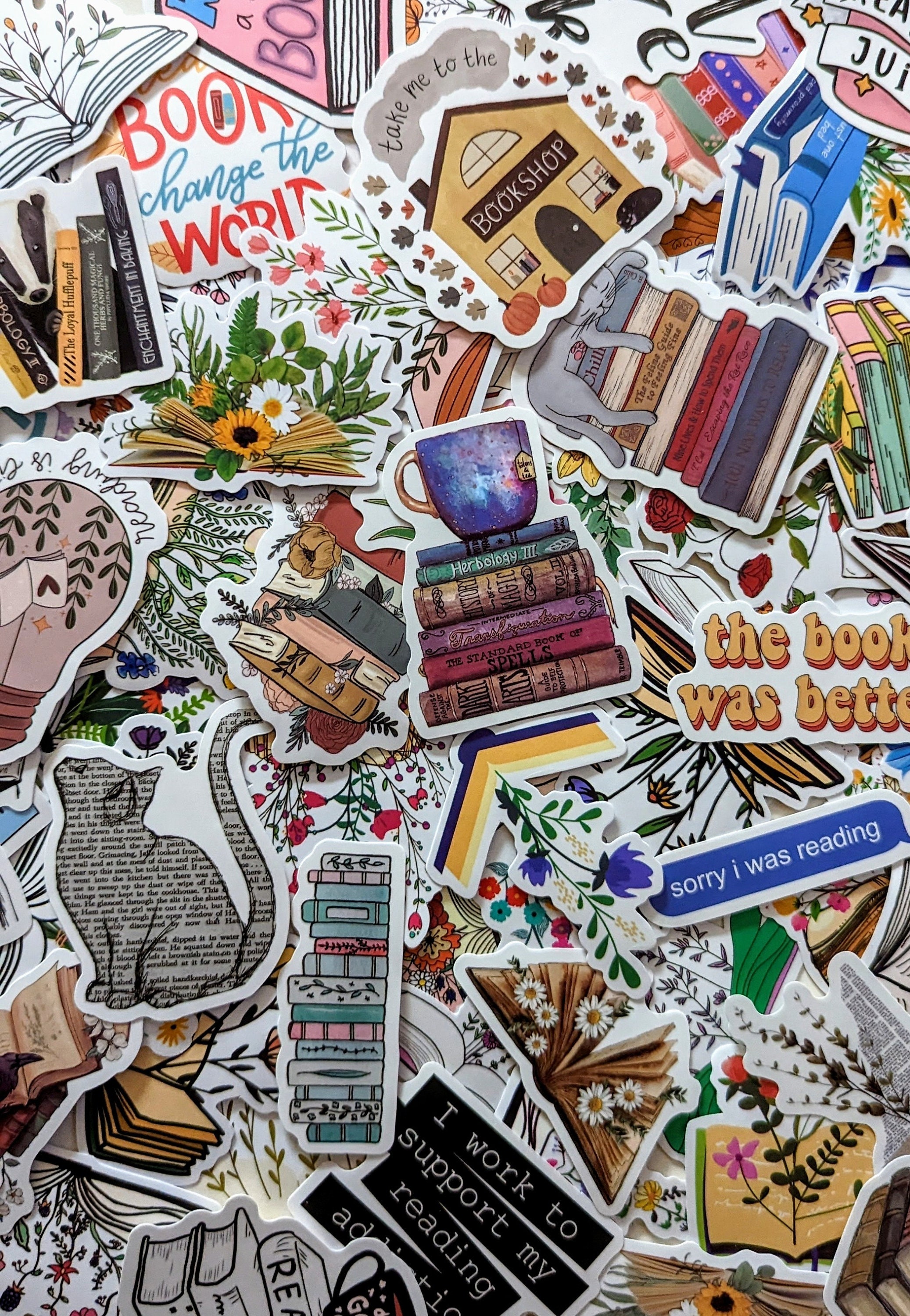 Reading Pin & Sticker Gift Wrapped Set, Colorful Book Enamel Pushpin ...