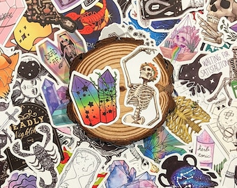 Gothic Witchy Sticker Set, Woowoo Potions, Crystals, Spooky Decals