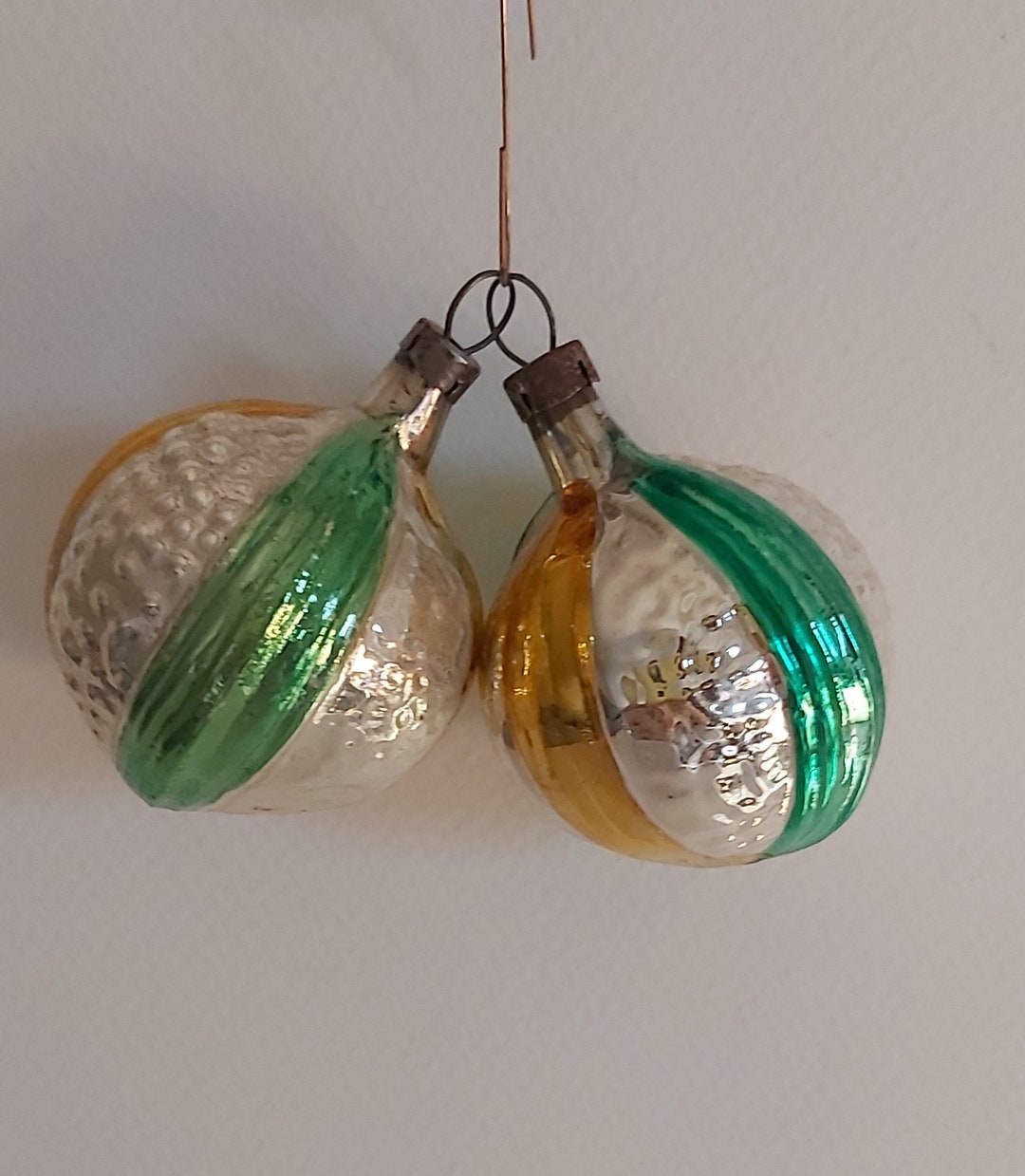 2 Vintage Glass Balls Christmas Ornaments Collectible Etsy
