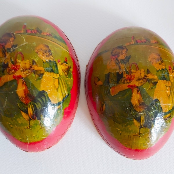 Antique Victorian paper maché easter egg candy container collectible