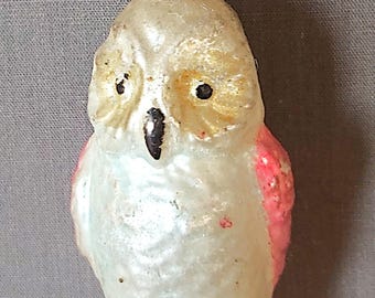 Antique Victorian Lauscha glass owl conical cap Christmas ornament collectible Germany 1900s