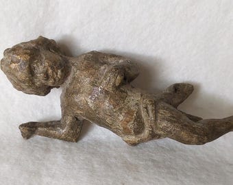 Antique wooden Putti angel Christmas decoration statue figure collectible