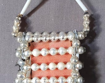 Vintage Gablonzer Glasperlen Weihnachtsschmuck handgefertigte Tasche Sammlerstück Boho