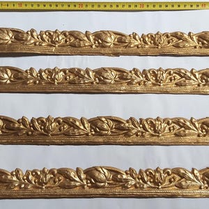 4 antiche strisce di decorazioni natalizie in cartone di Dresda ornamenti da collezione vittoriani dorati rari