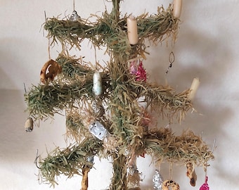 Antique paper Christmas tree little handmade full ornaments collectible very rare original decoration sale