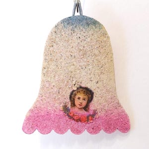 Adorno navideño antiguo de cartón mica hecho a mano coleccionable checo