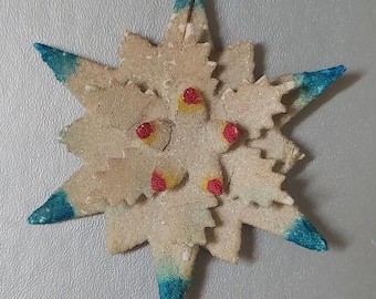 Antique Venetian dew cardboard Christmas ornament ballotini collectible Bohemian 1920s