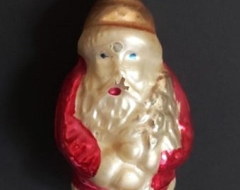 Vintage thin glass Santa Christmas ornament collectible