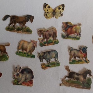 Antique poetry album pictures animals collectible paper scrap
