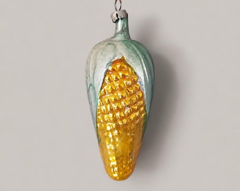 Vintage glass corn cob Christmas ornament collectible Czechoslovakia 1950s