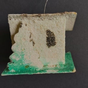 Antique cardboard Christmas ornament Putz house handmade mica glass glitter 1900 Putz house