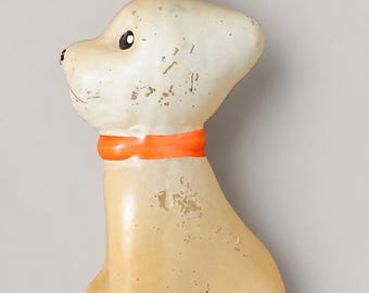 Adorno navideño coleccionable de perro de cristal antiguo ruso