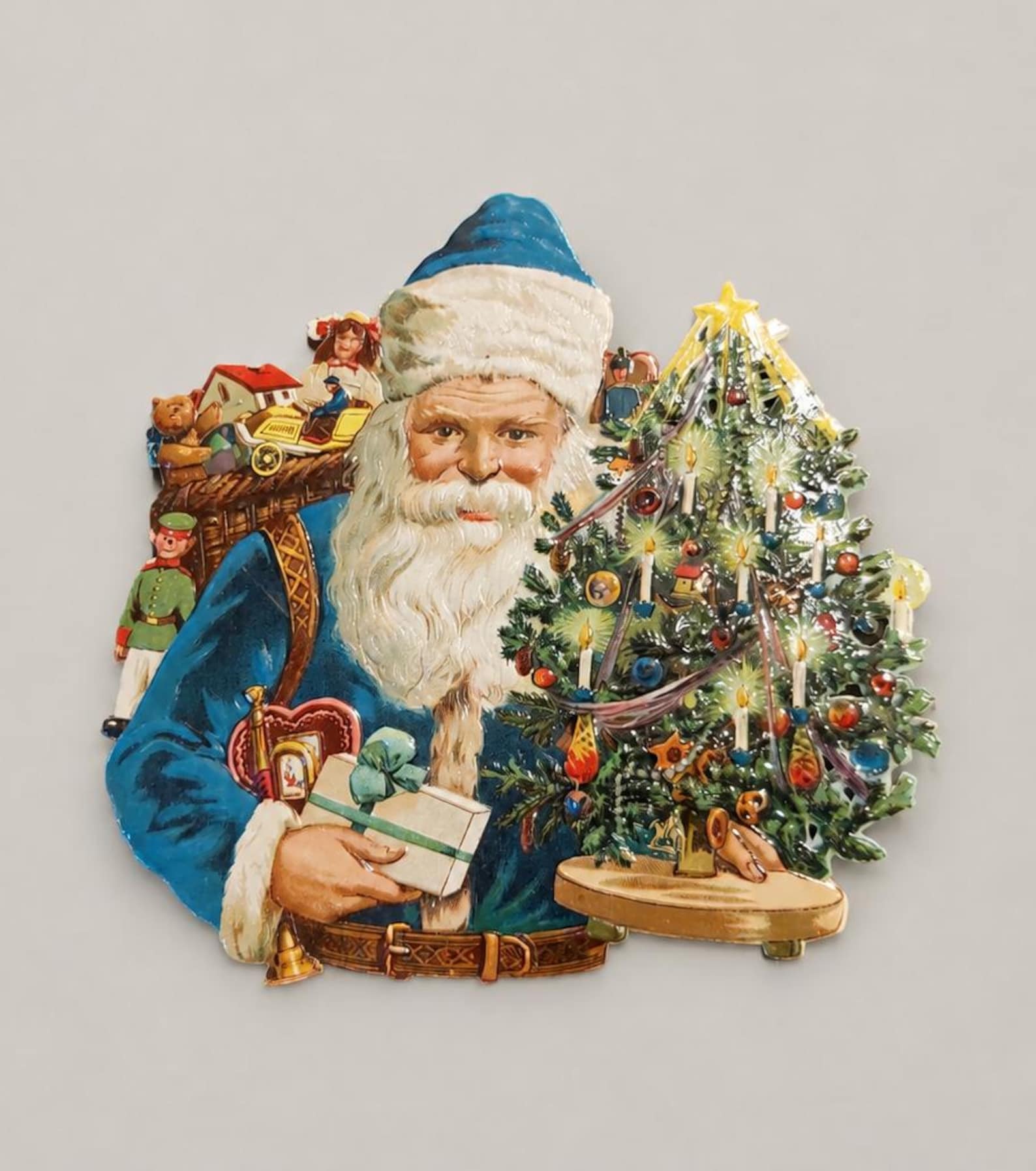 Vintage Victorian die-cut scrap embossed scrap Santa Claus glansbilder Germany