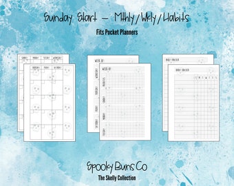 Skelly Collection - Sunday Start (Fits Pocket Planners