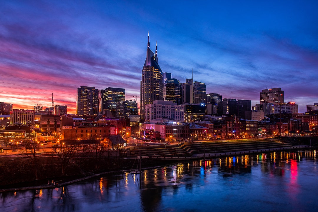 Nashville at Night Skyline Wall Art Photo Print Canvas Metal Fine Art