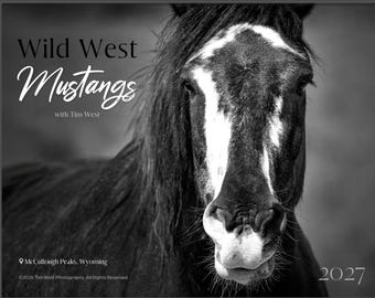 Wild Horse 2027 Black and White Wall Calendar – Utah, Wyoming & Colorado