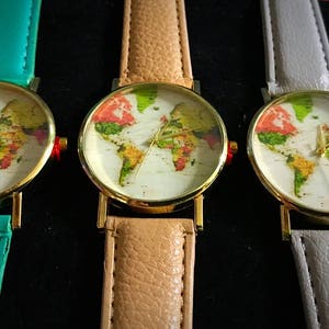 Bunte Weltkarte Uhr Herren/Frauen Unisex Uhr Reise Weltkarte