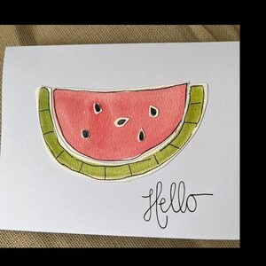 Carte de voeux aquarelle pastèque Bonjour.