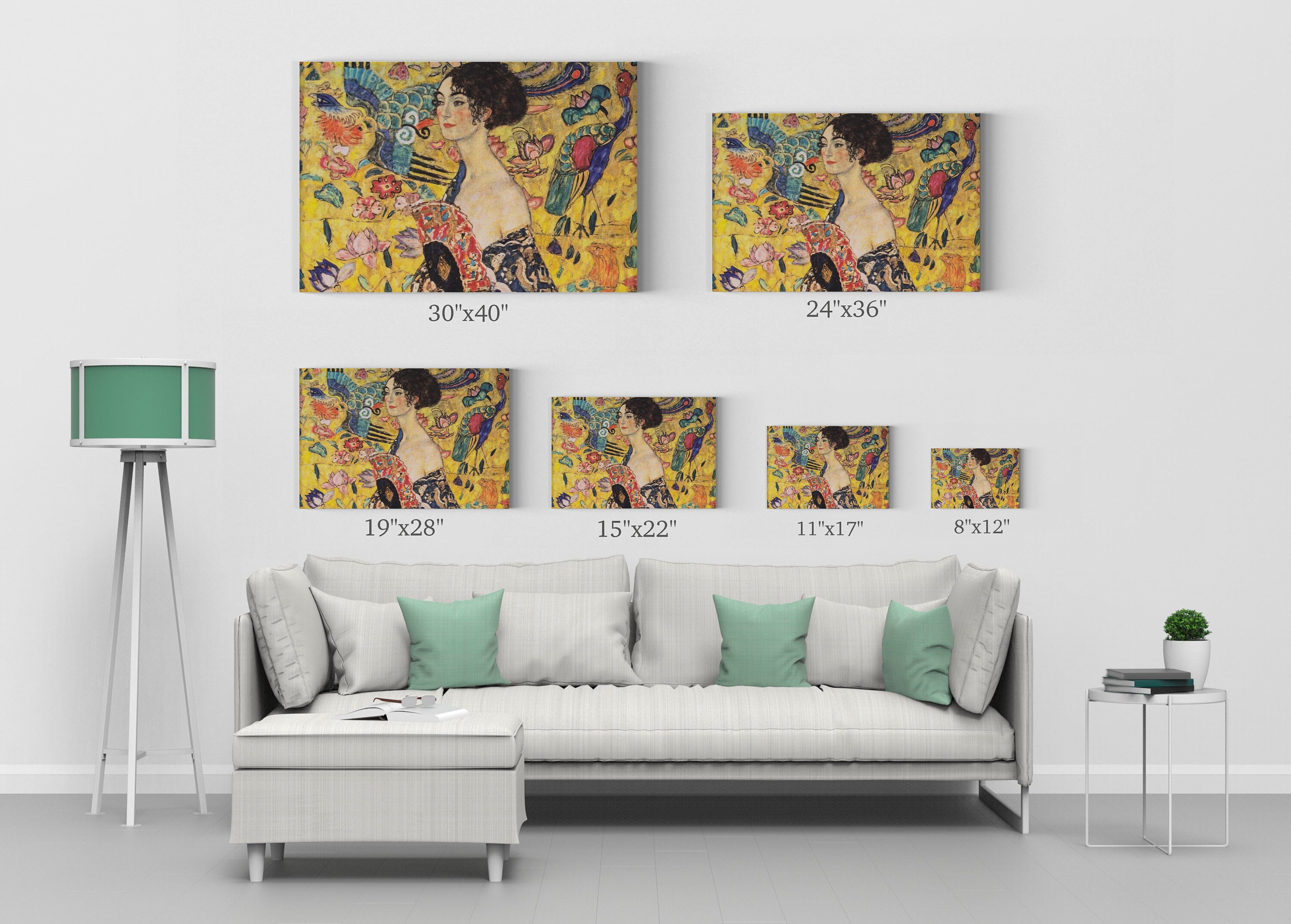 Lady With Fan by Gustav Klimt Canvas Print Wall Art Painting ...