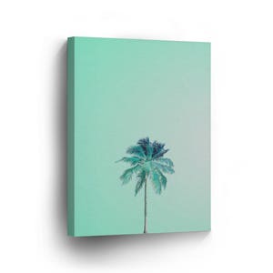 Palm Tree Trees Canvas Print Turquoise Tropical Photo Home Decor Wall Art Best Gift Artwork Decoration Framed-Stretched Ready to Hang