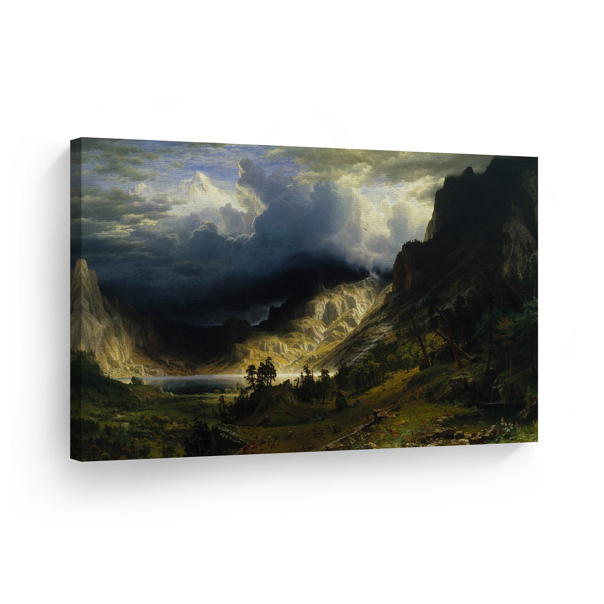 A Storm in the Rocky Mountains, Albert Bierstadt Classic Art Canvas Wall Art Print Oil Painting Reproduction Living Room Bedroom Home Decor