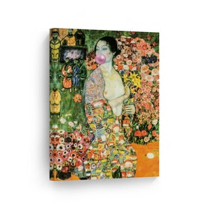 Gustav Klimt&#39;s Masterpiece The Dancer Pink Bubble Gum Art Canvas Print Paintings Wall Art Classic Art Home Decor Stretched Ready to Hang