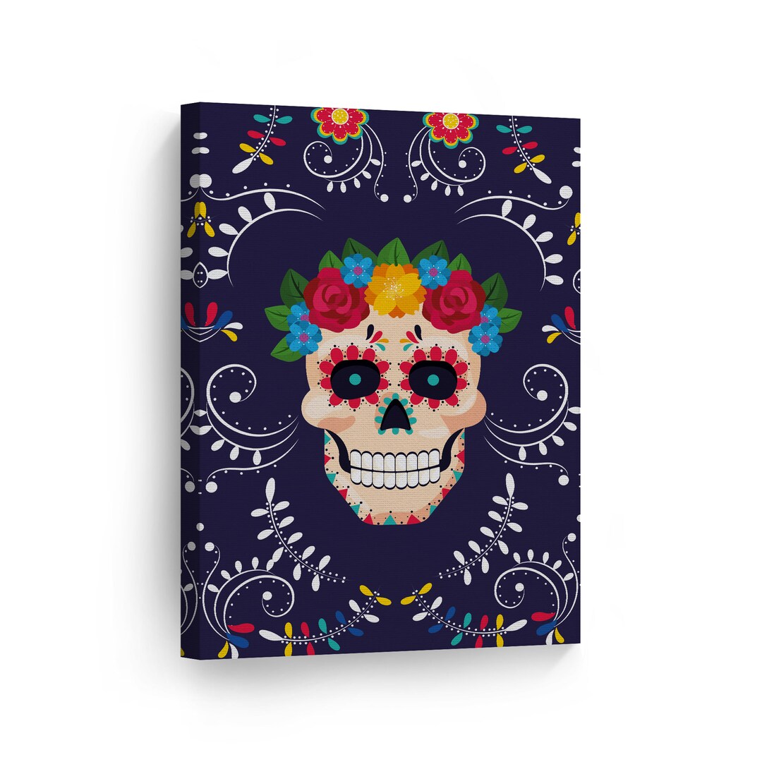 Day of the Dead Colorful Cute Sugar Skull With Flowers Dia De Los ...