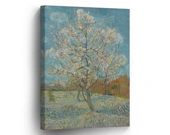 Vincent Van Gogh The Pink Peach Tree Canvas Print Home Decor Wall Art Artwork Stretched and Framed - Ready to Hang