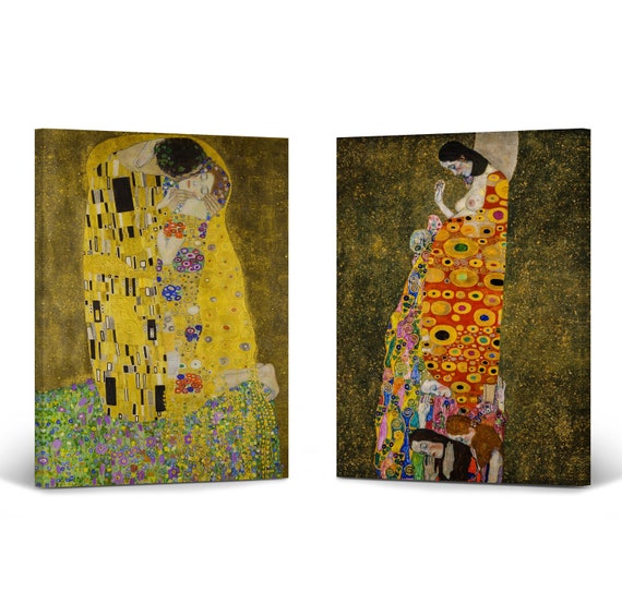 GUSTAV KLIMT KISS 2 PAINT RE PRINT ON FRAMED CANVAS WALL ART HOME DECORATION
