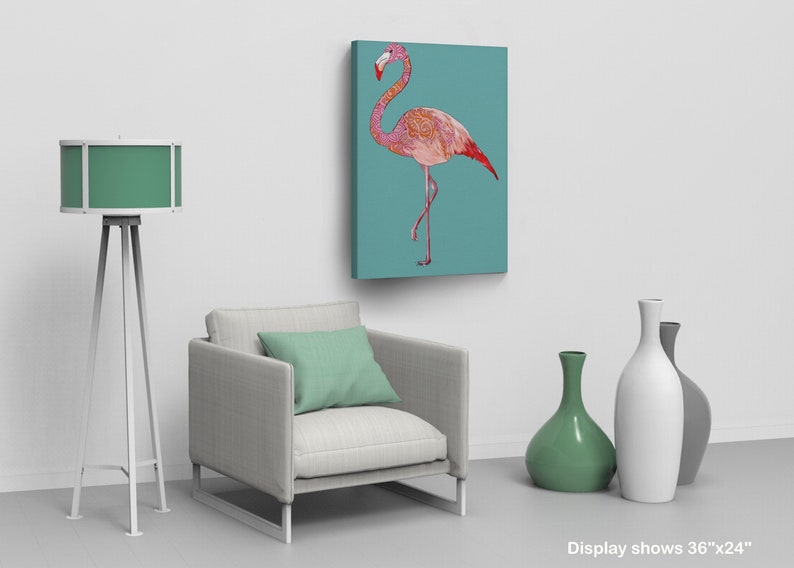 CANVAS PRINT Flamingo Lace Pattern / Home Decor / Wall Art / Pink / Artwork / Decoration /Picture image 4