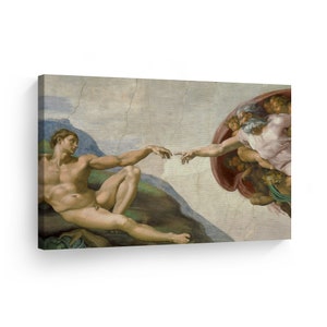 The Creation of Adam by Michelangelo Christian Canvas Wall Art Print Famous Religious Renaissance Painting Living Room Bedroom Home Decor